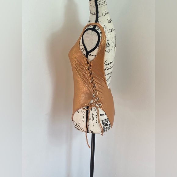 The Bikini Lab NWT Metallic Copper Scale Print Tie Side One Piece Swimsuit - Picture 5 of 8